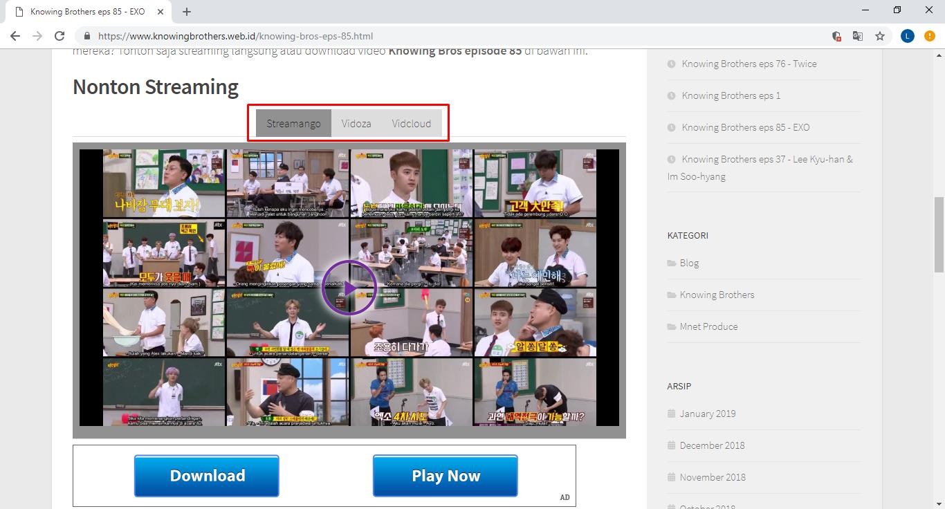 Cara nonton streaming video Knowing Brothers Indonesia
