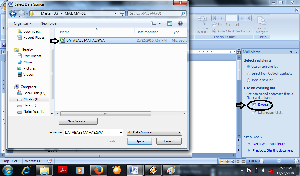 Otak Kiri Pengertian Fungsi Dan Langkah Langkah Membuat Mail Merge Dengan Microsoft Word Microsoft Excel