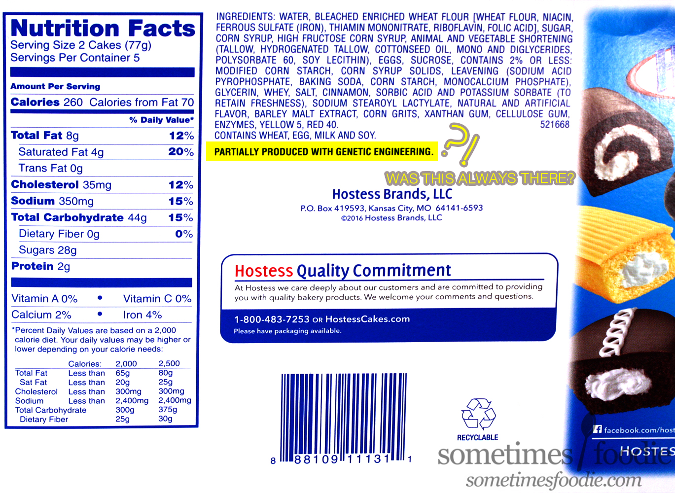 hostess nutritional information