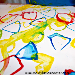 2d shape painting activity shapes toddlers easy colours using messy monster stamps preschoolers while diy