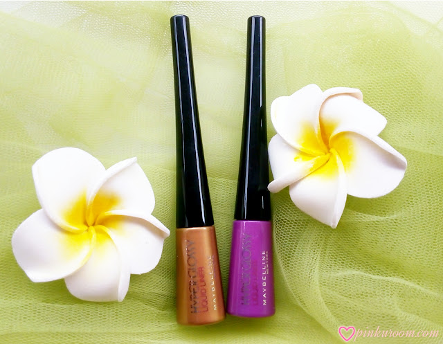 Maybelline Hyper Glossy Electrics Eyeliner in Gold Lation and Violet Volt Review Pinkuroom