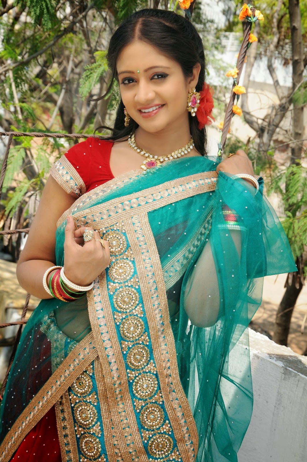 Actress Sandeepthi Hot Navel Stills in Sexy Half Saree - CAP