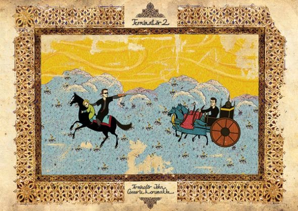 Murat Palta ilustrações posters de filmes estilo otomano turco