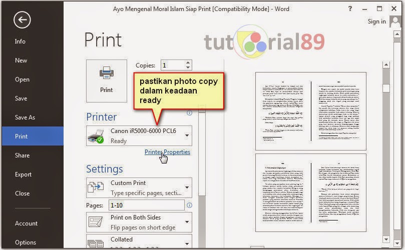 Cara mudah print bolak balik di photo copy canon IR5000