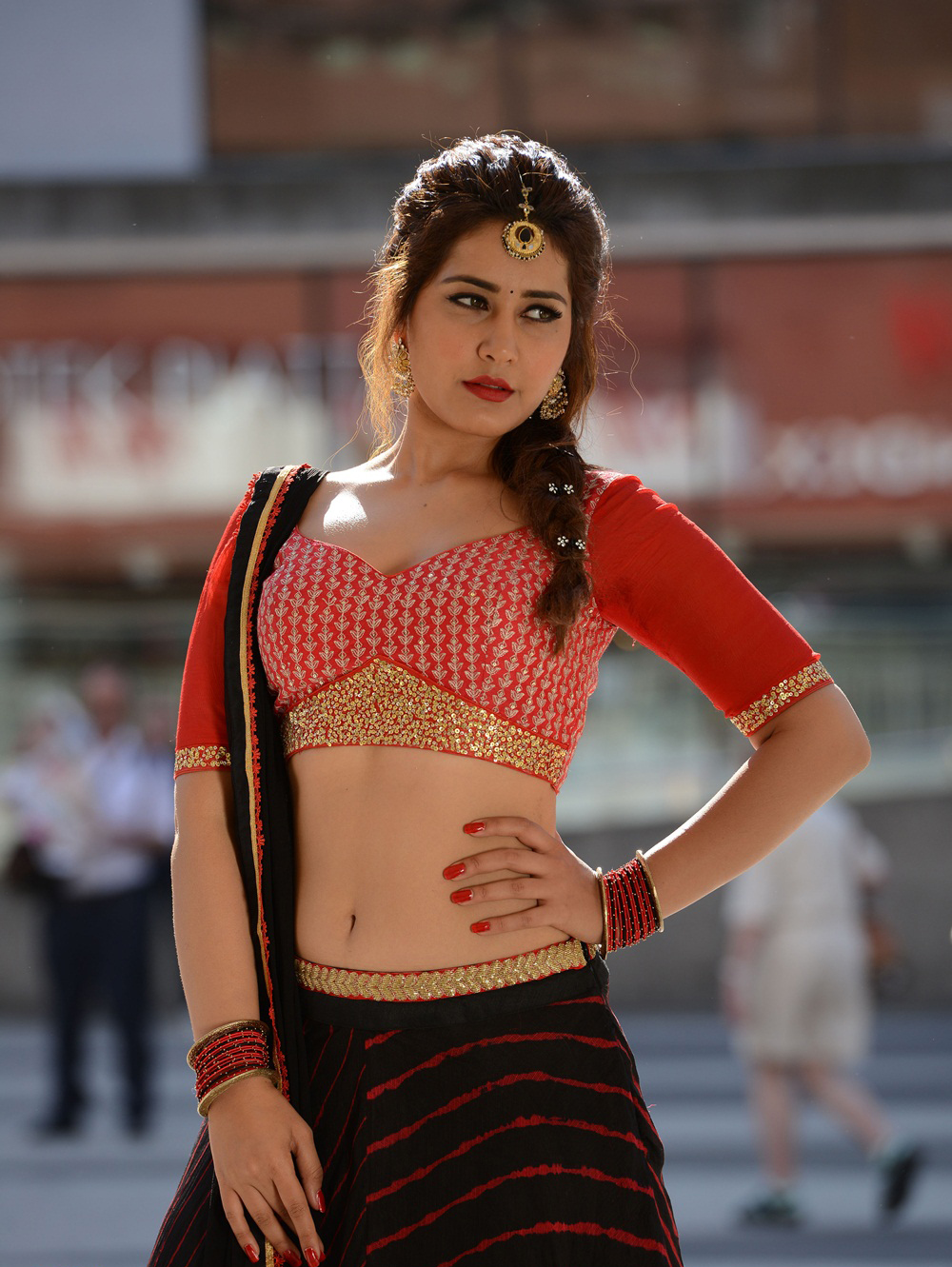 Rashi Khanna Latest Beautiful Navel Stills In Red Dress - Rashi Khanna