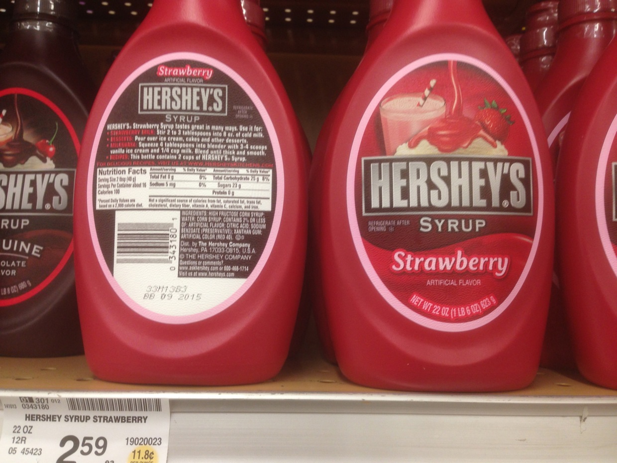 Healthy Grocery Strawberry Syrup, Hershey's Safeway