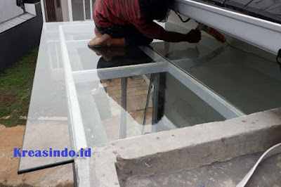 Canopy Besi Minimalis atap Kaca Tempered pesanan Bpk Aan di GDC Depok Canopy Besi Minimalis atap Kaca Tempered pesanan Bpk Aan di GDC Depok