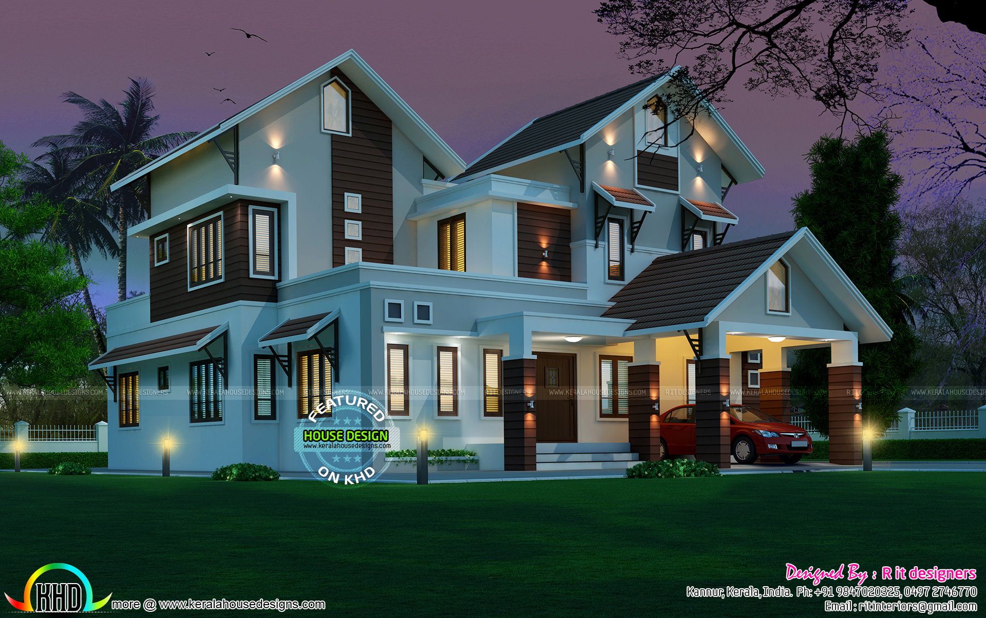GANDUL 2963 sqft beautiful sloping roof mix house