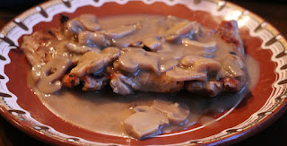 A's dinner: pork bon-fillet with mushrooms A's dinner: pork bon-fillet with mushrooms