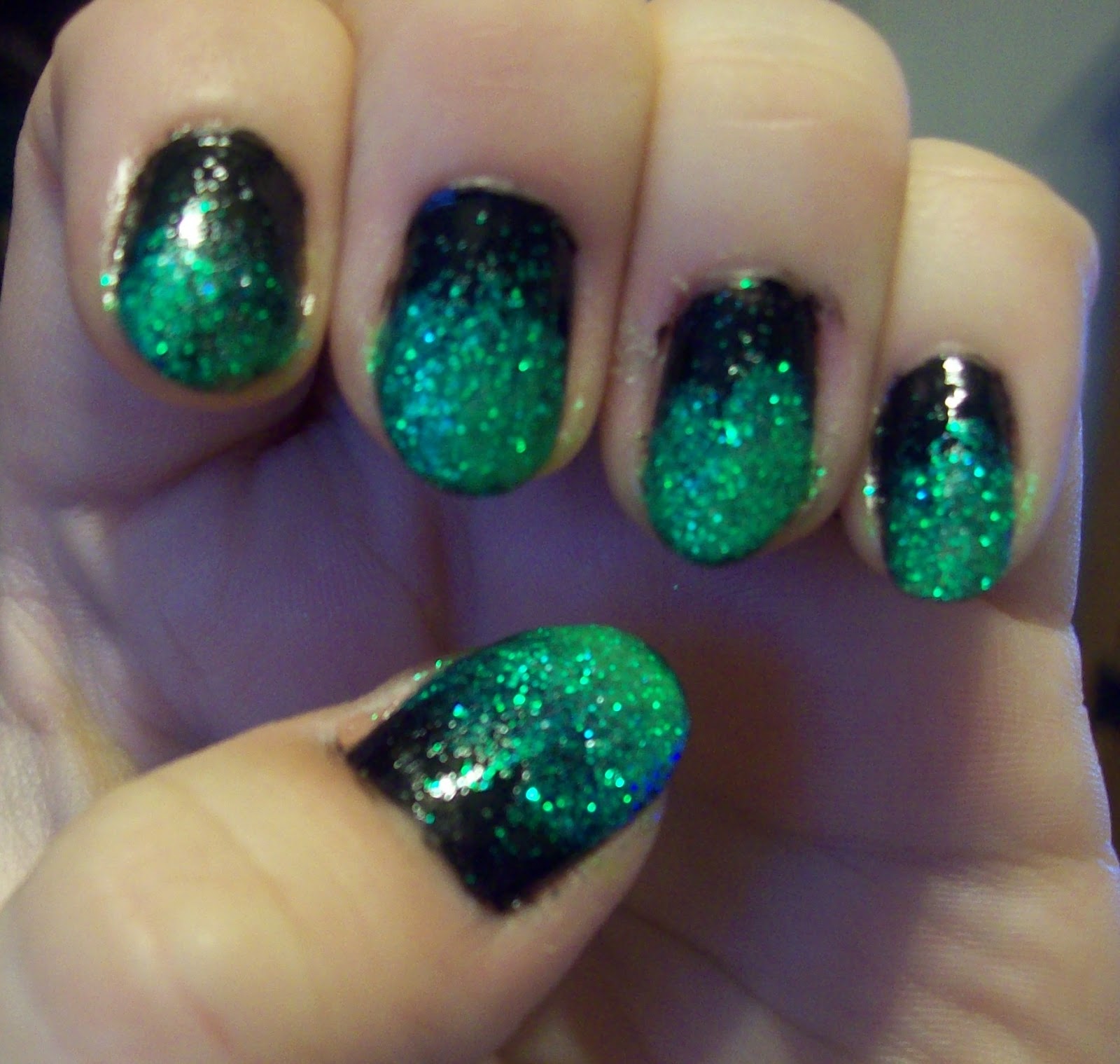 Chaotic Beauty By Ag Green Glitter Ombre Nails