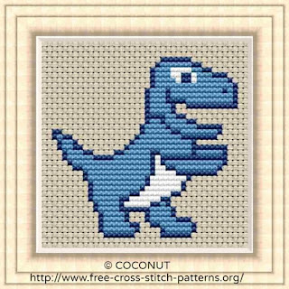 Dinosaur Tyrannosaurus, Free and easy printable cross stitch pattern