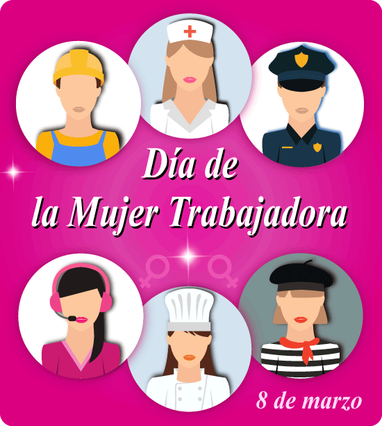 Día de la Mujer Trabajadora en iconos - vector