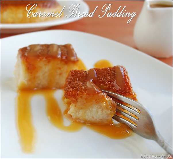 Caramel bread pudding, Eggless bread Pudding recipe Raks Kitchen