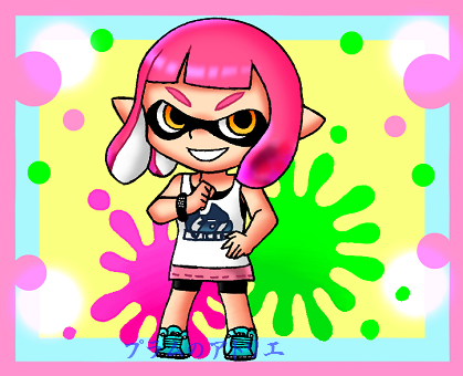 プラムのアトリエ スプラトゥーン2 インクリング ガール イカ 私服ver 夏服 ミニキャラ イラスト