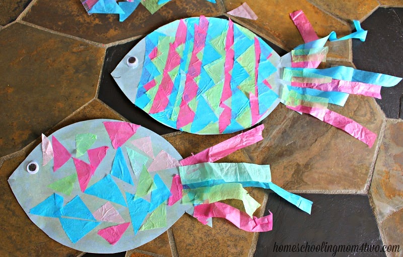Construction Paper Fish with Tissue Paper Scales