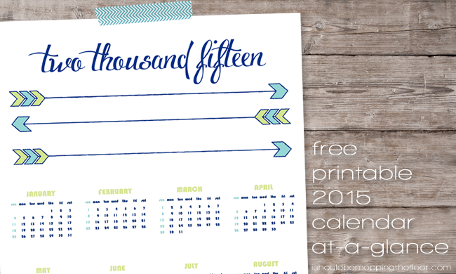 Free Printable 2015 Calendar | This At-A-Glance Calendar is perfect to hang up anywhere you need a quick-reference calendar | Letter-sized | Instant Download