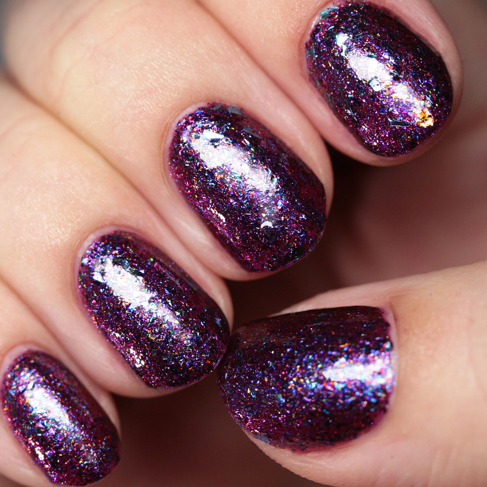 The Polished Hippy Pretty Jelly Nail Polish Boysenberry Bay for Fantasmic Flakies Swatches and