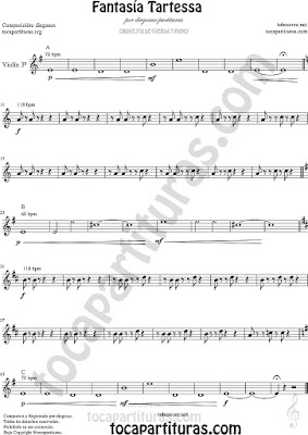 Violín 3º Partitura de Fantasía Tartesa Sheet Music for Violin Music Scores