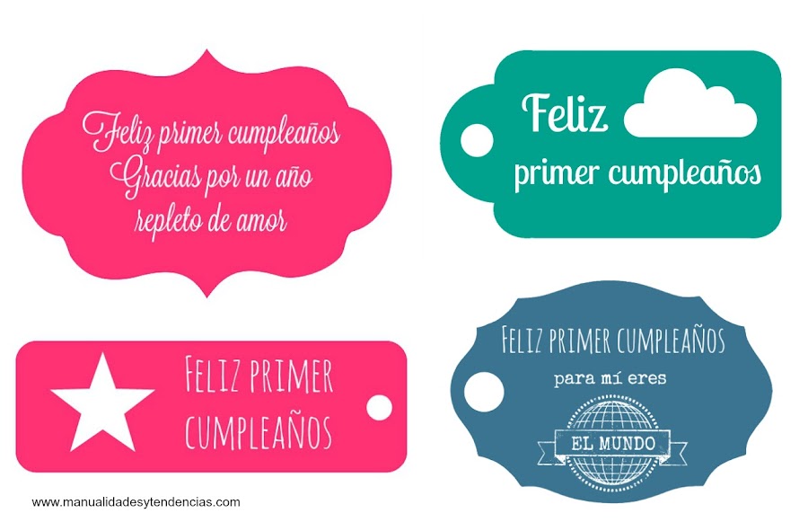 Etiquetas de regalo imprimibles para primer cumpleaños