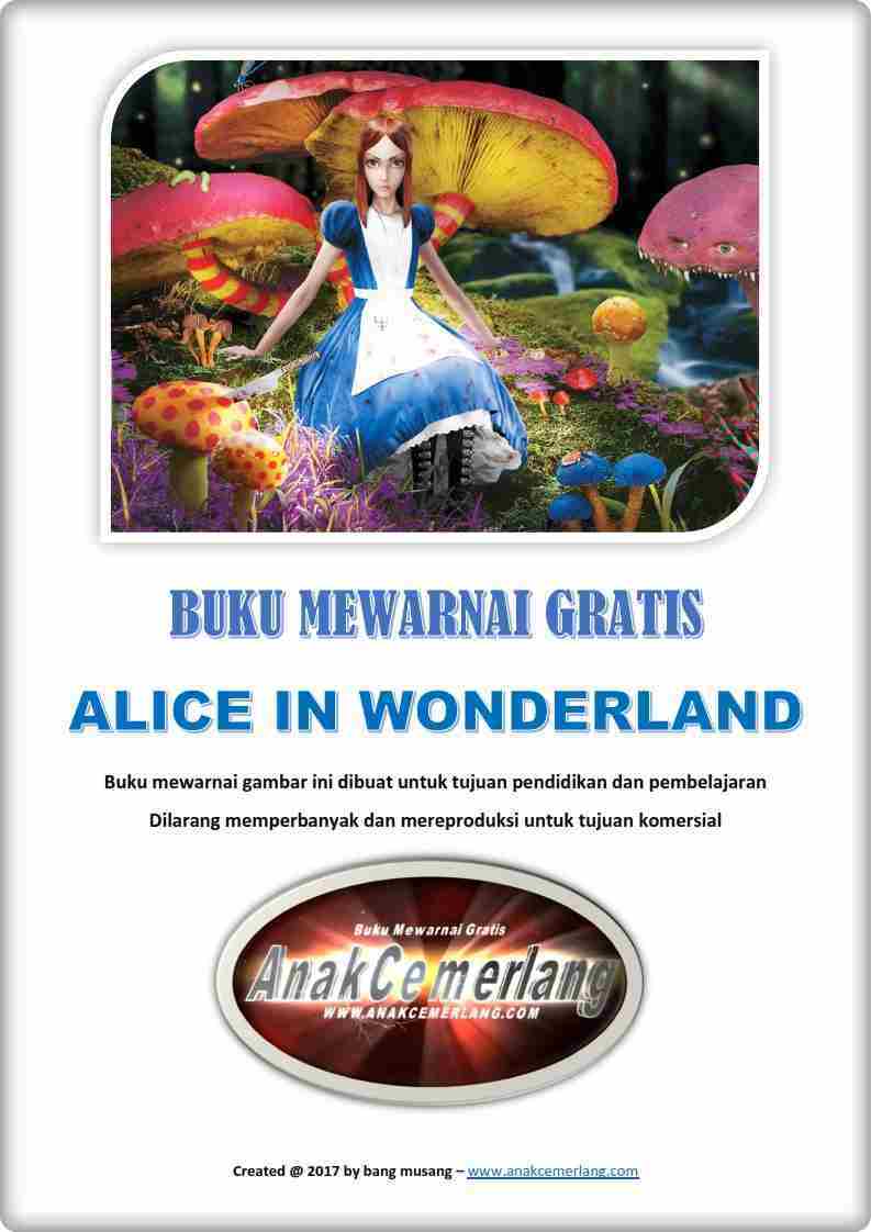 Buku Mewarnai Pdf Gratis Alice in Wonderland - Anak Cemerlang