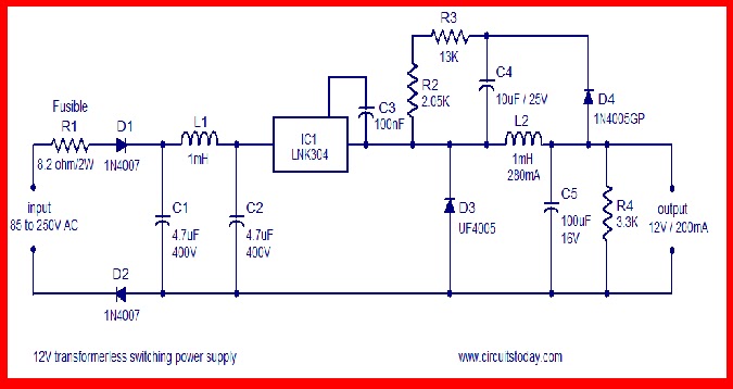 SKEMA RANGKAIAN AMPLIFIER Power Supply 10 MA 12 volt