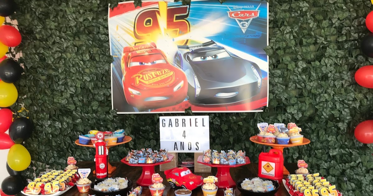 Decoração de bolo de Aniversário Disney Cars 3