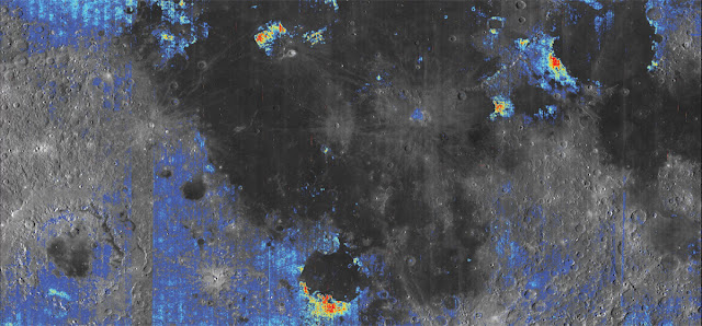 mapa mostra áreas onde pode ter mais água na Lua