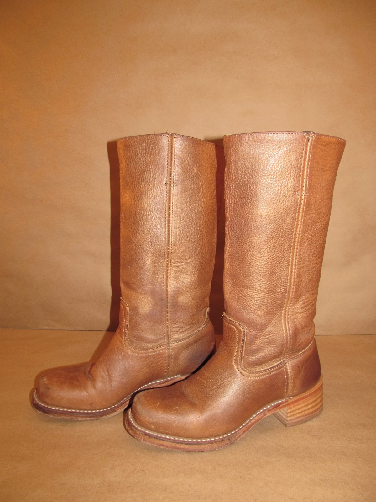 laws of general economy: Frye tall Tan leather Campus Boots size 8.5 M
