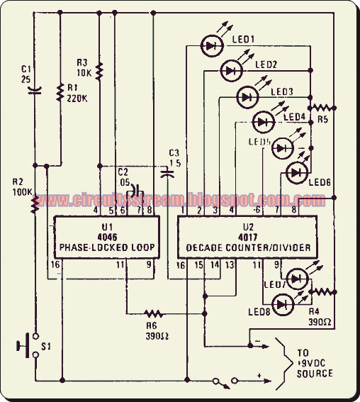 Simple LED Electronic Roulette Circuit Diagram | Electronic Circuit