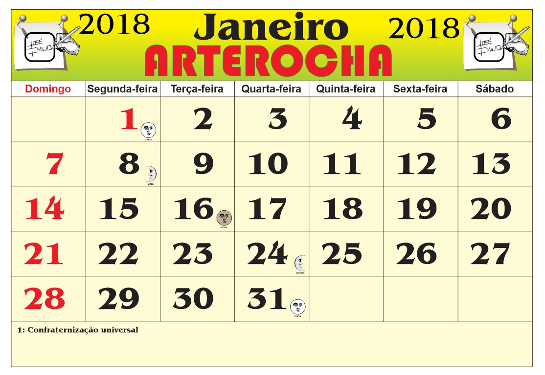 Calendário Janeiro 2018: Imprima e Organize-se! Calendário Janeiro 2018: Imprima e Organize-se!