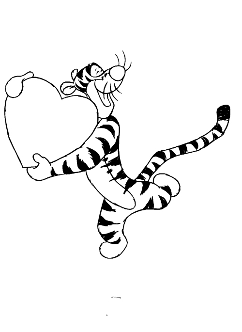 Winnie The Pooh and Friends Valentine Coloring Pages