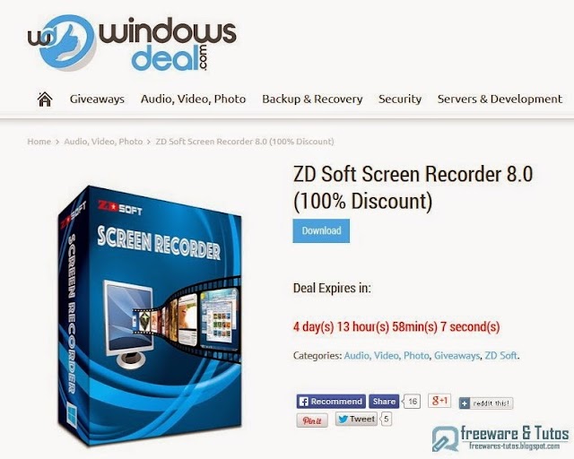 Offre promotionnelle : ZD Soft Screen Recorder à nouveau gratuit !