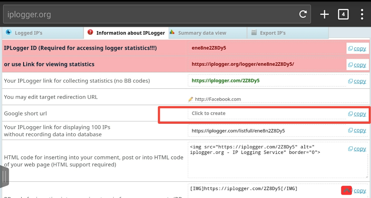 Copy Code after shortening Copy Code after shortening