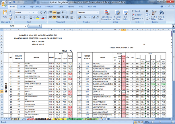 contoh aplikasi pengolahan nilai dan koreksi uas format contoh microsoft excel