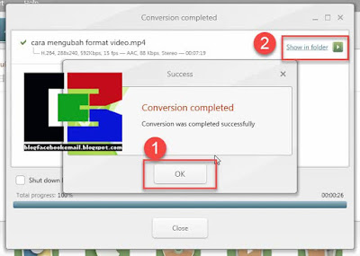 proses merubah format video sudah selesai