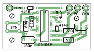 Circuit cu LED bicolor pentru pornirea sursei de PC - PCB