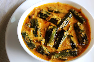 ladys finger recipe / curry bhindi sayeshas kitchen tasty malabar recipes -sauteed bhindi in tomato curd gravy yummy chapathi or rice side dish
