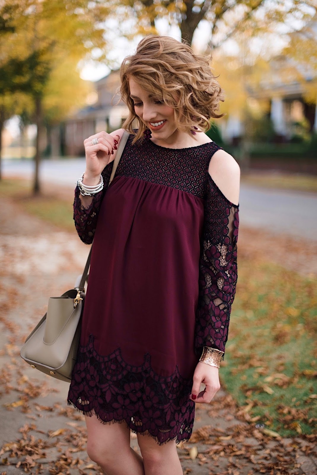 Two Tone Lace Dress (Fall Fashion) - Something Delightful Blog