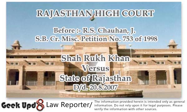 Bollywood Actor Shah Rukh Khan's old Defamatory Case against Lawyers - Rajasthan High Court