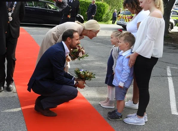 Crown Prince Haakon and Crown Princess Mette-Marit of Norway visited Glemmen Upper Secondary School