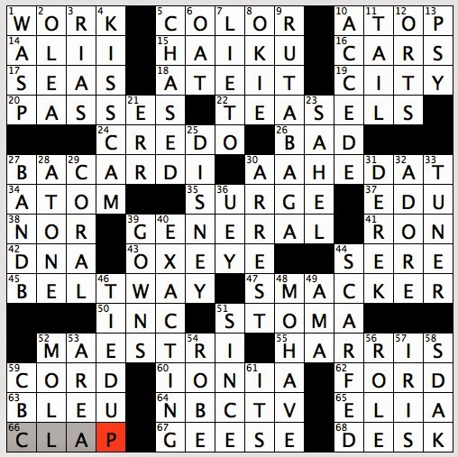Rex Parker Does the NYT Crossword Puzzle: Botanical opening / FRI