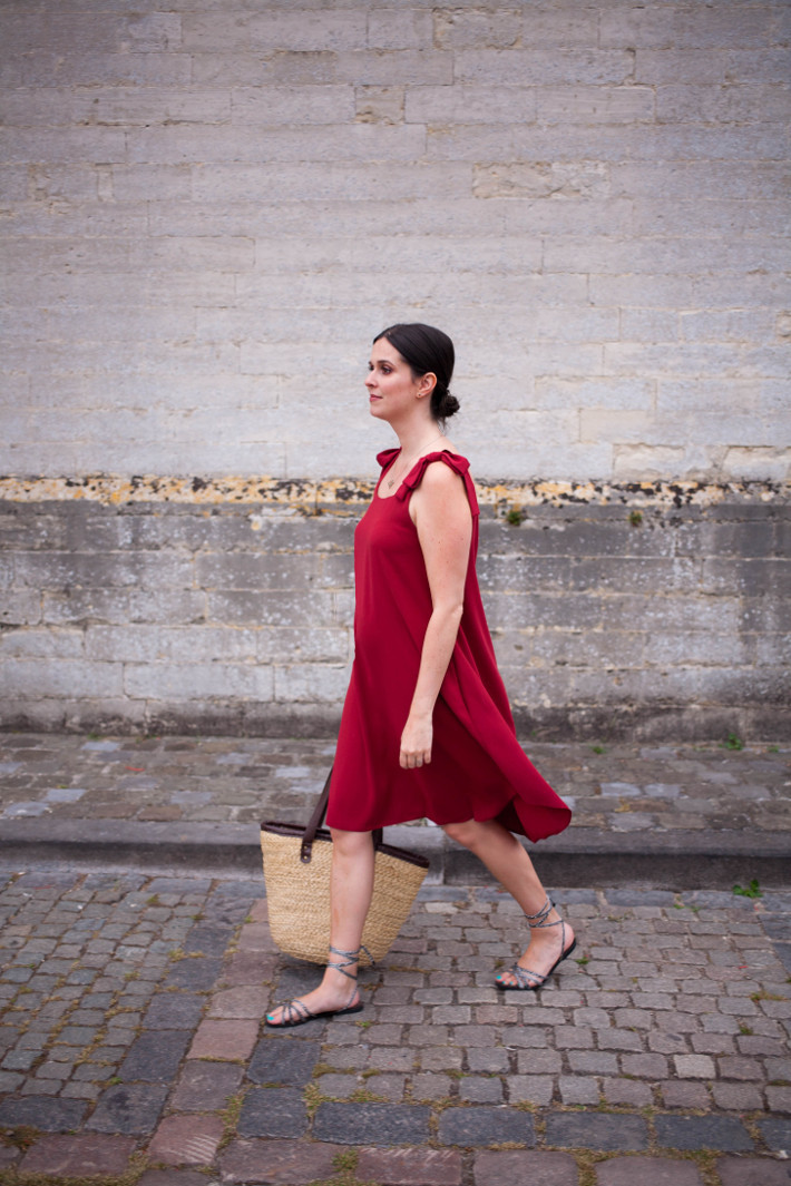 red Closet London La Dolce Vita dress, roman sandals