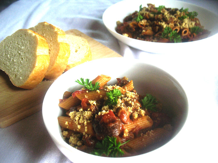 Penne with a Spicy Eggplant and Mushroom Tomato Sauce Lisa's Kitchen