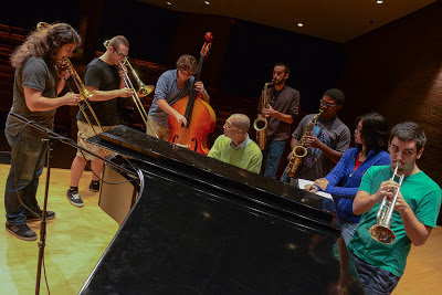 The UConn Jazz Tentet, practicing improvisation.