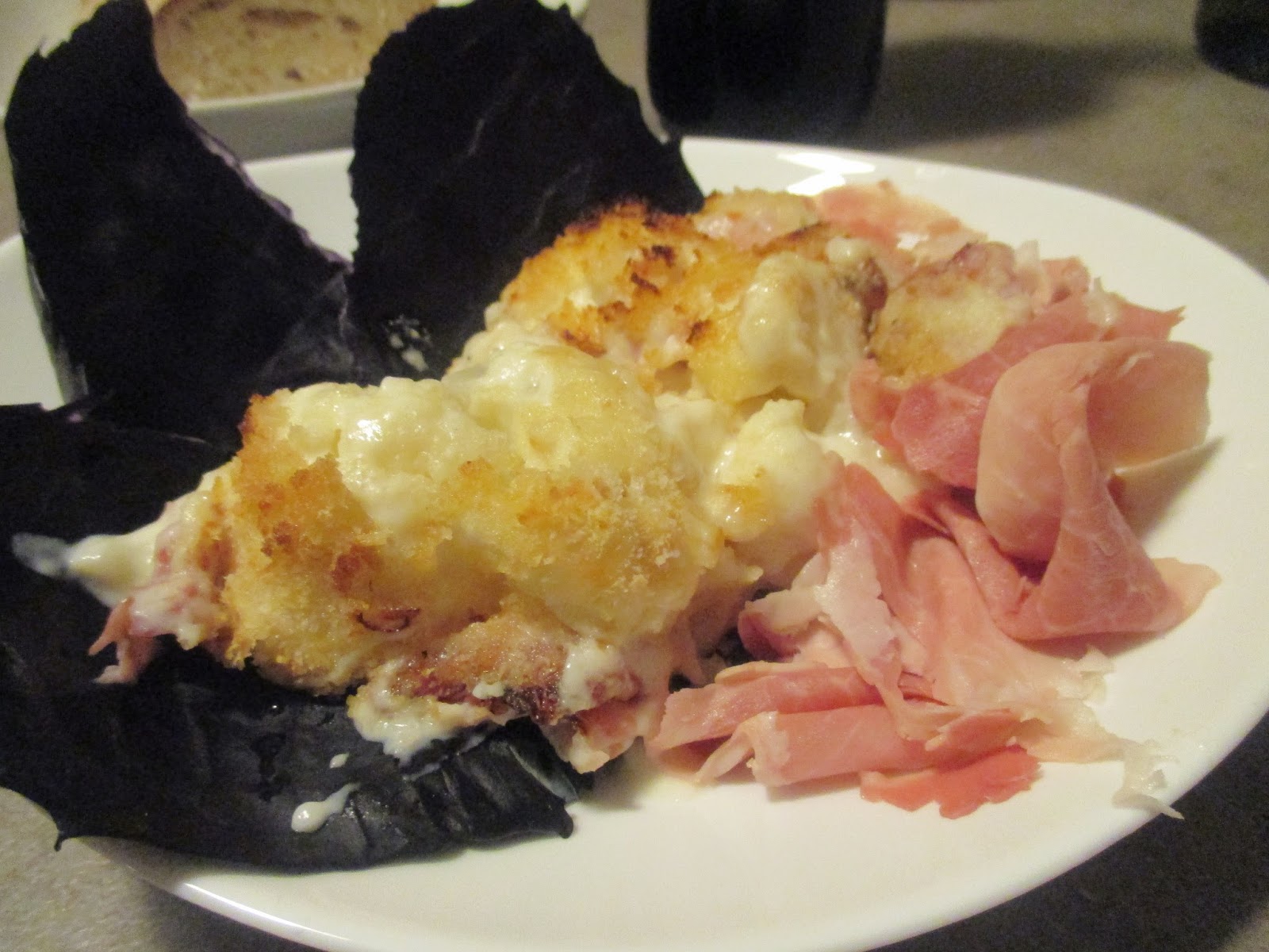 CAULIFLOWER AU GRATIN WITH GRUYERE AND HAM (RECETTE AUSSI EN FRANCAIS) Cavolfiore al gratin