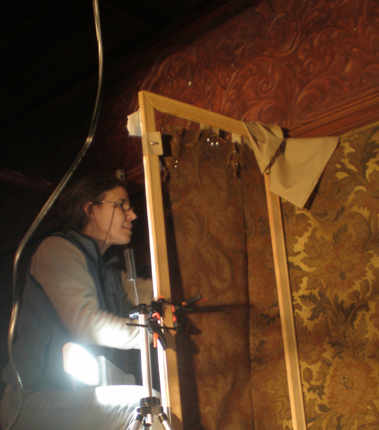 Inside the Conservator's Studio Cleaning the textile wall coverings of