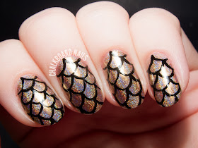 Holographic Mermaid Nail Art by @chalkboardnails