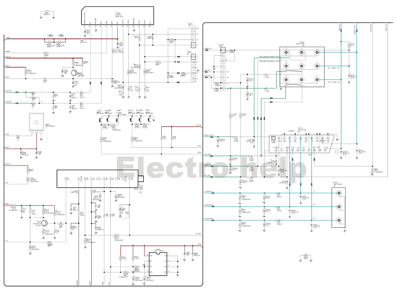 Electro help: CL21A551 Samsung CRT TV – Circuit diagram – TDA12120H (SMD) – LA78045 - STR-W6753F