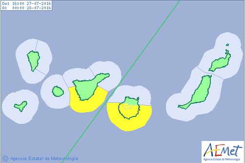 Aviso amarillo por oleaje en Gran Canaria y Tenerife, 27 y 28 de julio