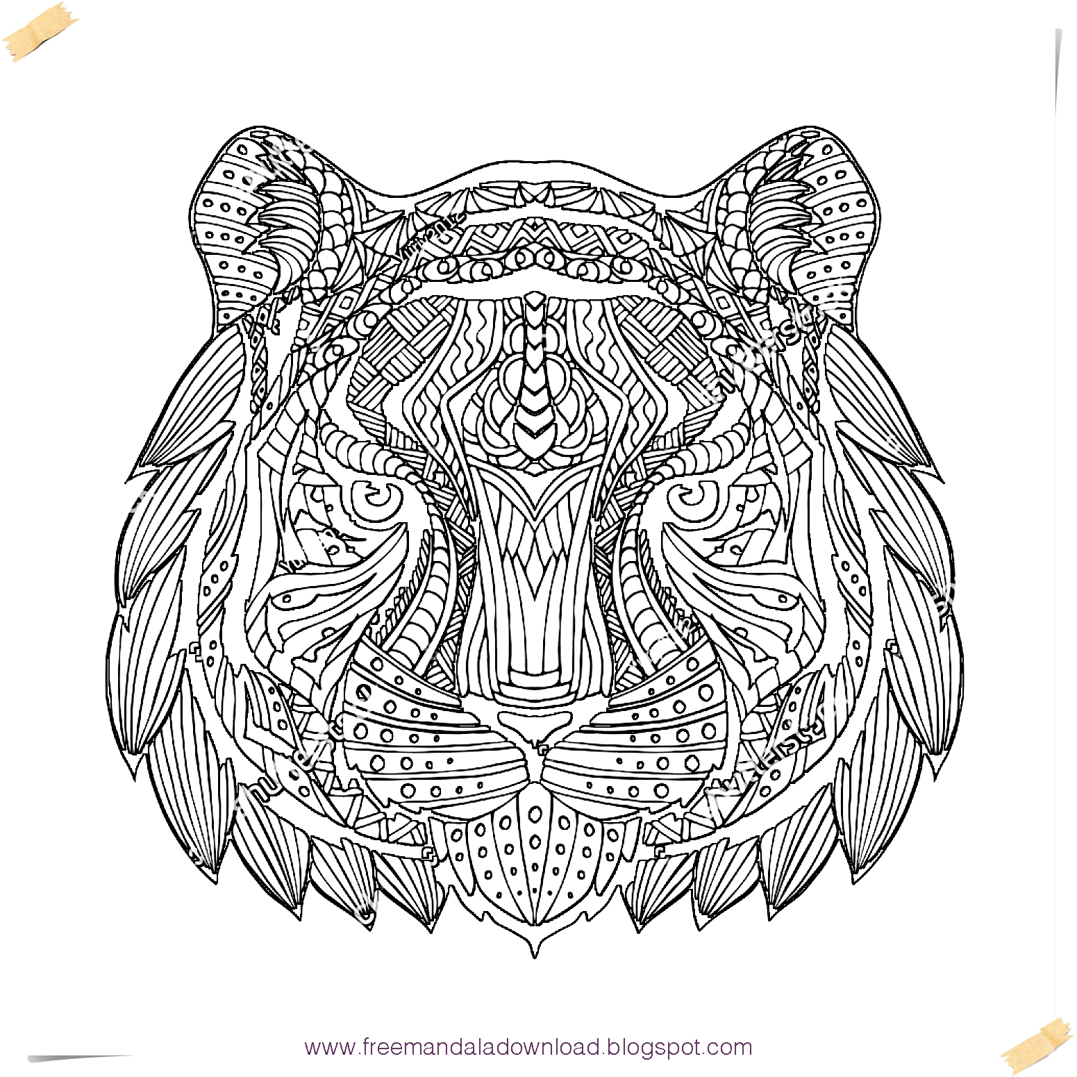 Tiger Mandala Färbung frei-Tiger mandala coloring free